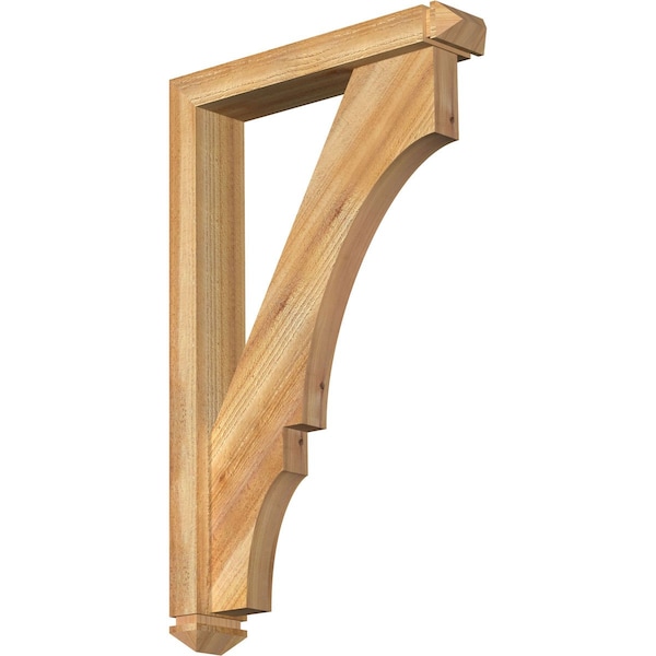 Ekena Millwork Balboa Arts and Crafts Rough Sawn Bracket w/ Offset Brace, Western Red Cedar, 4"W x 20"D x 32"H BKT0402X20X32BOA03RWR - main